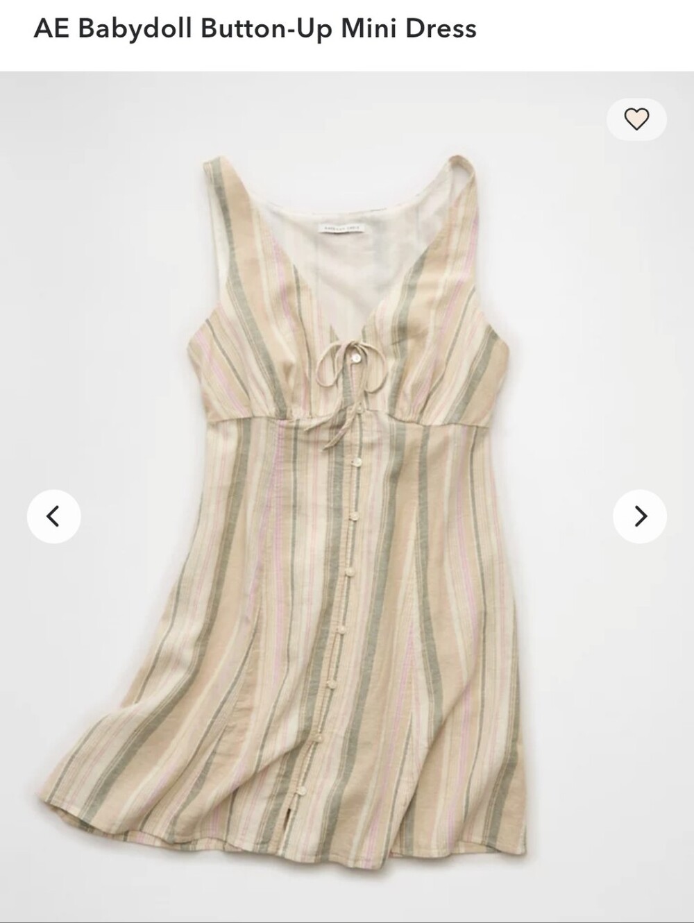 NWT AE SzXL American Eagle Linen Stripe Mini Babydoll Dress
